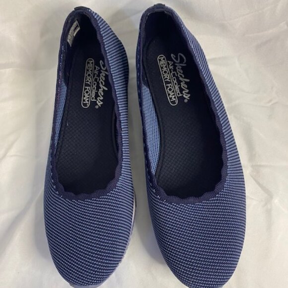 Skechers Women's Knit Ballet Flats/shoes, size 9.5 in Blue - Picture 1 of 6